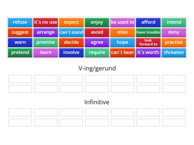 SO upper 8.2 verb patterns: Ing/Inf