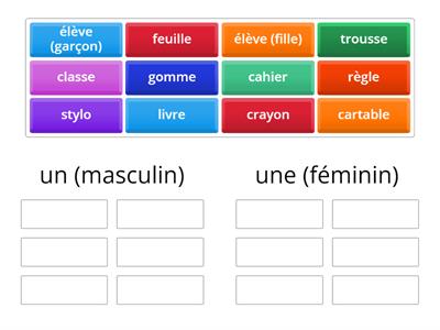 Un (masculin) - Une (féminin)