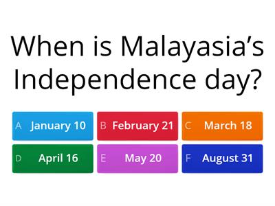Independence of Malaysia Quiz 