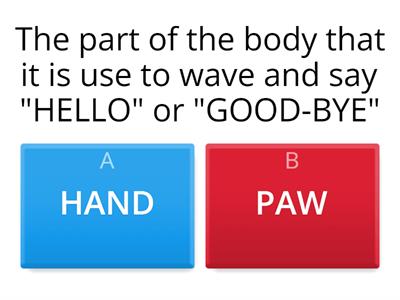 PARTS OF THE BODY: ANIMAL VS HUMANS