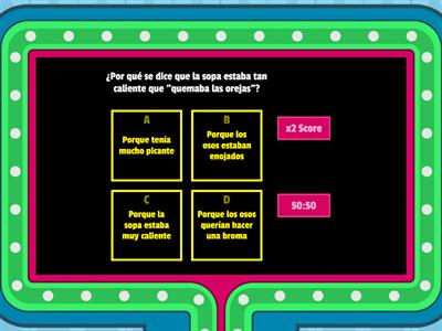 Evaluación comprensión de lectura Rizos de Oro y los tres osos