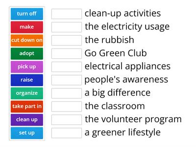 Ex V: Match the verbs/phrasal verbs in column A with suitable nouns or noun phrases in column B