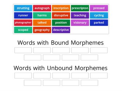 Words with Bound and Unbound Morphemes
