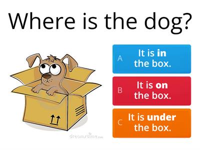 Prepositions: in, between, on, under, next to 