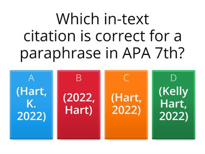 APA 7th Referencing Quiz