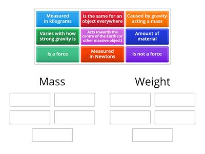 Mass versus weight sort
