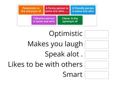 Copy of Match the word with its definition /synonym /antonym