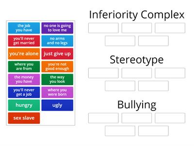 Match the characteristic with the correct category