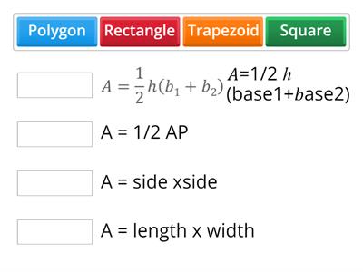 area formula match up