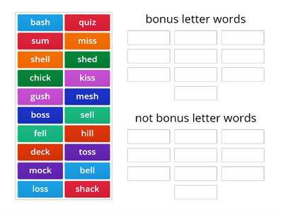 1.4 Sort bonus and not bonus letters