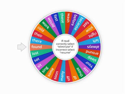 Sight Word Spinner