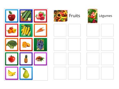 Je trie les légumes et les fruits, puis je les nomme.