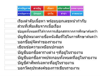 การเขียนรายงานทางวิชาการ (ลากมาจับคู่)