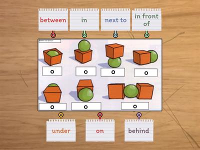 School objects prepositions of place - Recursos de ensino