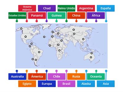 Paises, Continentes y océano.