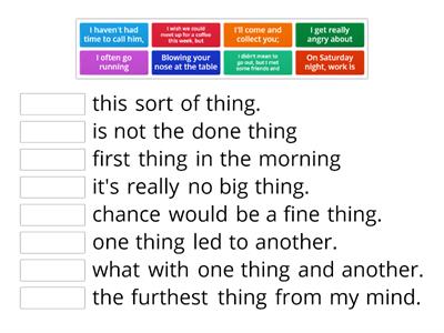 Fixed phrases with the word thing