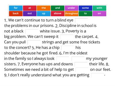 Social problems idioms - prepositions