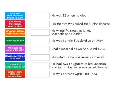 Shakespeare Match-Up