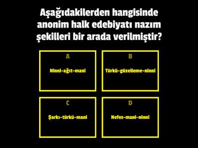 Halk edebiyatı nazım biçimleri ve nazım şekilleri