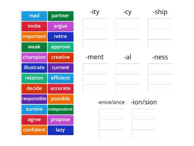 Word Formation Suffixes - Nouns