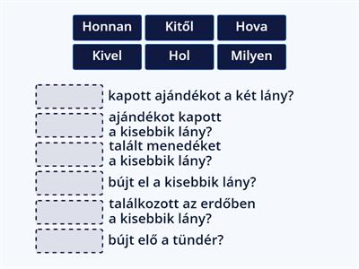 kérdőszók / mots interrogatifs (Perrault: A tündérek)