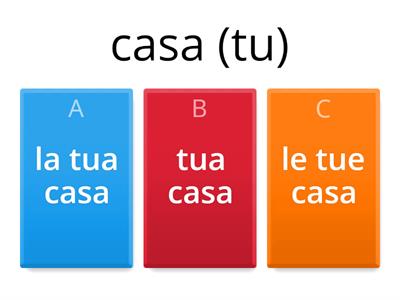 Gli aggettivi possessivi e la casa