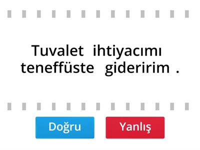 1. Sınıf Hayat Bilgisi Tuvalet Kuralları