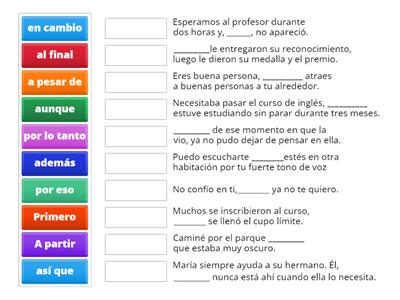 Palabras que conectan, comunican o unen