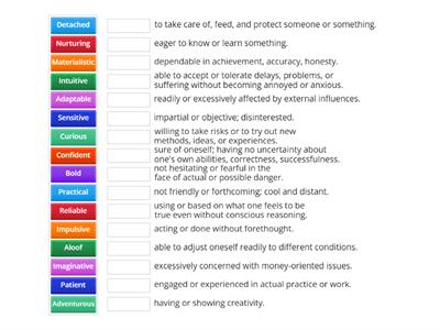 Mini Quiz (Words and Definitions)