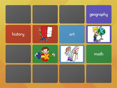 school subjects memory game