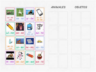 Sílabas - Categorias ANIMALES - OBJETOS
