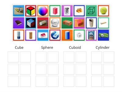 3D Shapes - match the pictures to the correct shape