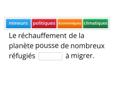 Trouve le bon mot pour compléter la phrase