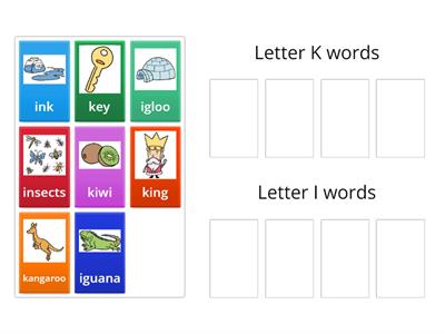 Sorting game (Letter i and Letter K)
