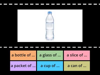bottle, glass, cup, can, slice, packet