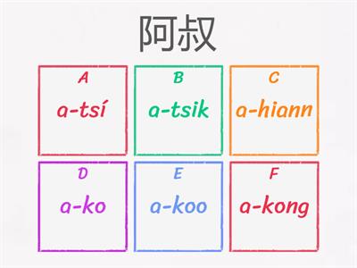 閩南語臺羅拼音A級練習1