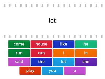 Match the identical sight words