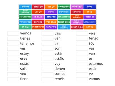 Yo sé conjugar 5 verbos irregulares en presente de indicativo 