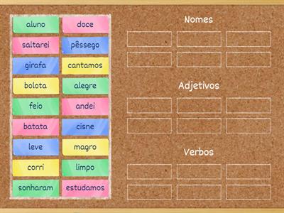 Nomes, verbos e adjetivos