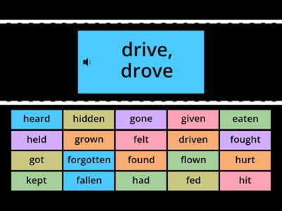 83 czasowniki nieregularne (irregular verbs) do 8 klasy włącznie - 1i2 forma vs 3 forma - od drive do keep