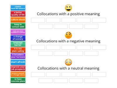 Moving abroad text - collocations sorting activity
