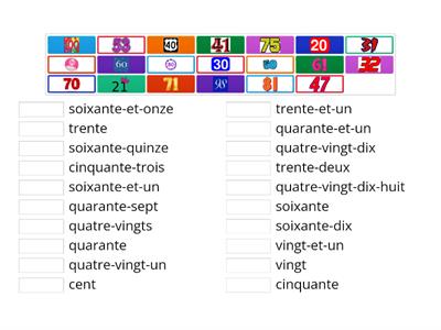 French numbers 20 -100