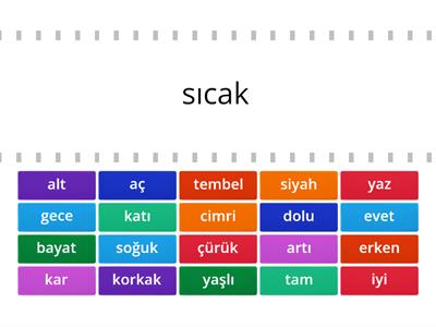 Türkçe-zıt anlamlı kelimeler