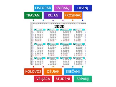 Kalendar 2022.g. - mjeseci