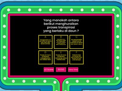 Kuiz Biologi Ting. 5, subtopik 4.2: Pengangkutan Air dan Garam Mineral