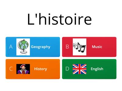 Year 7 French School subjects