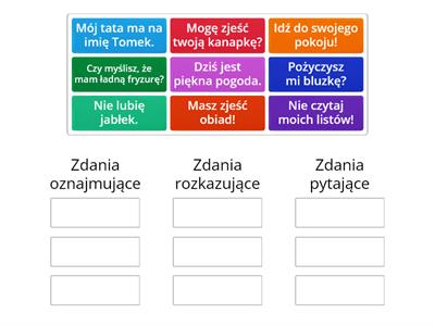 Zadania: oznajmujące, rozkazujące pytające