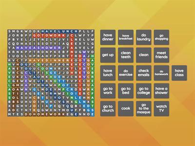 Routine Verbs Wordsearch