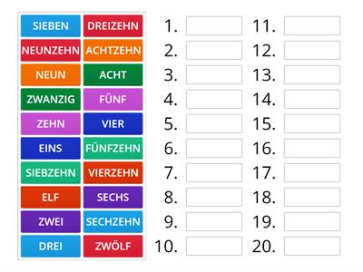 DIE ZAHLEN BIS 20 