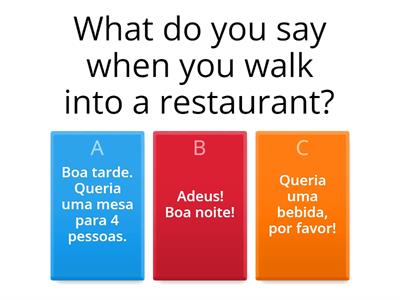 Ir ao restaurante - Quiz